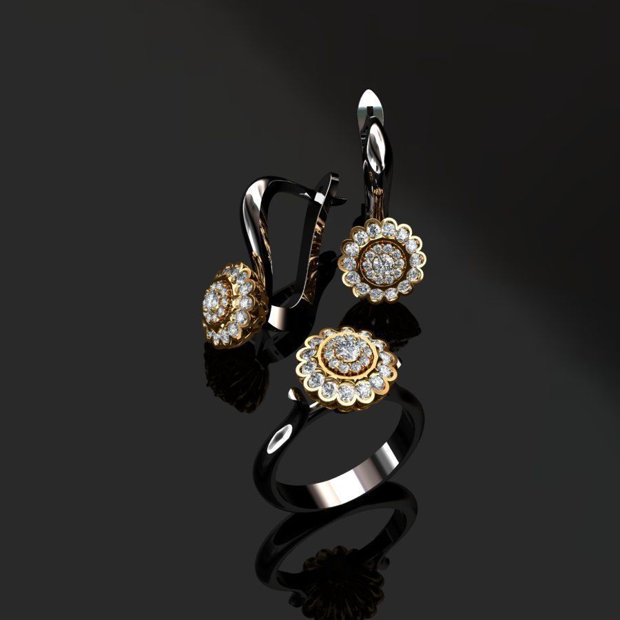 Ring and Earrings  3D print model_3