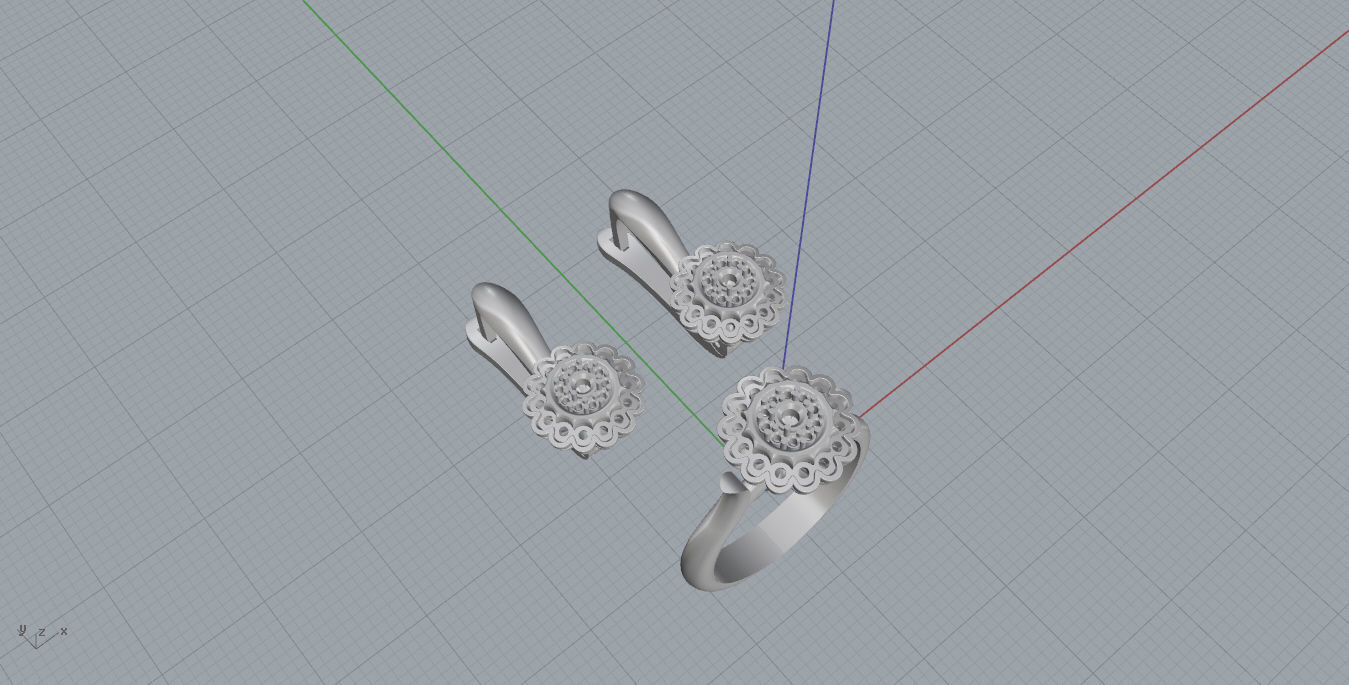 Ring and Earrings  3D print model_10