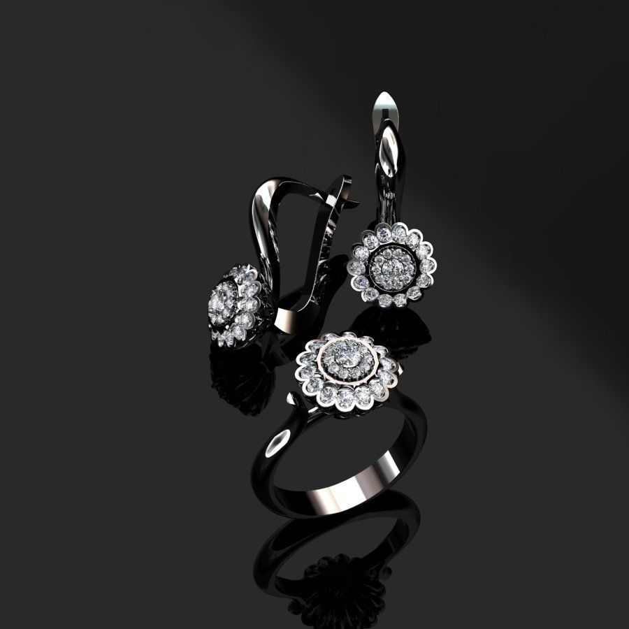 Ring and Earrings  3D print model_1