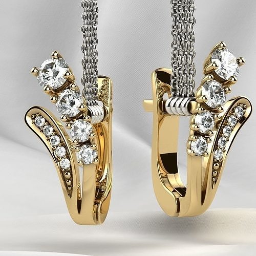 Fashion Gold Earrings 3D print model