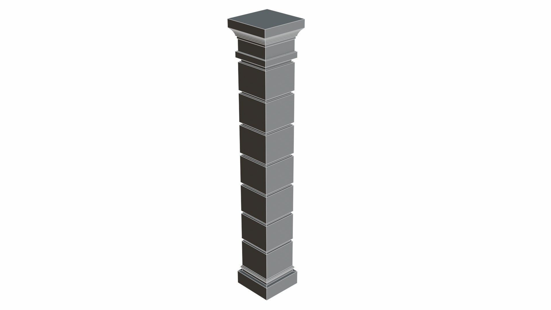 Column stone with square base Low-poly 3D model_6