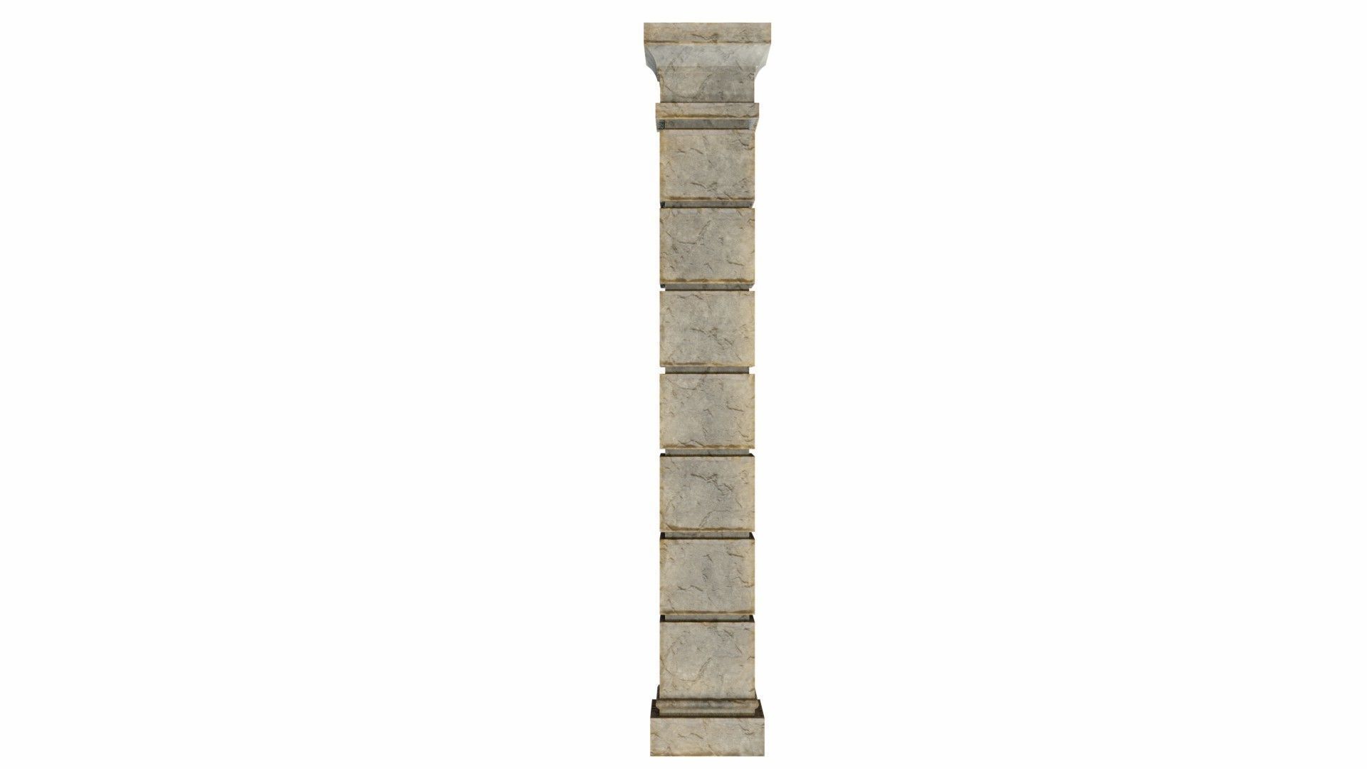 Column stone with square base Low-poly 3D model_1