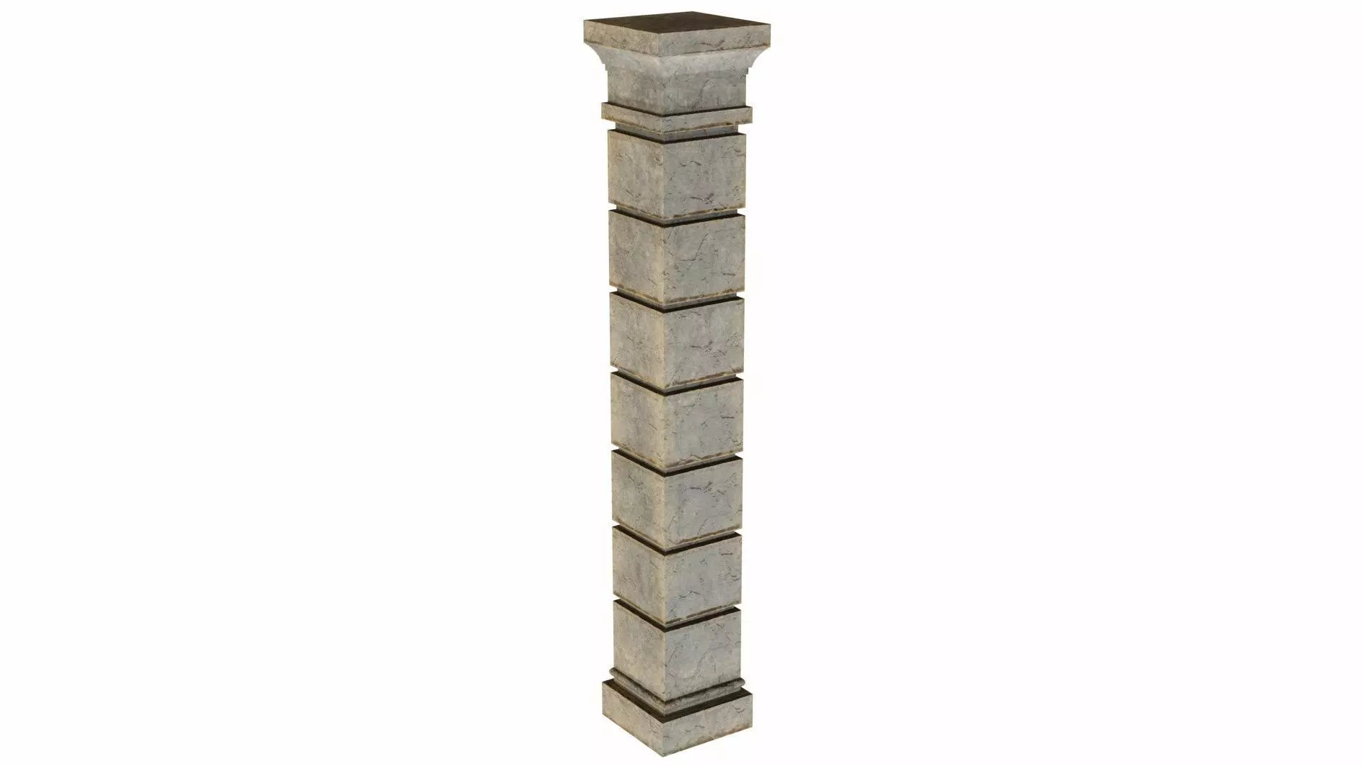 Column stone with square base Low-poly 3D model_0