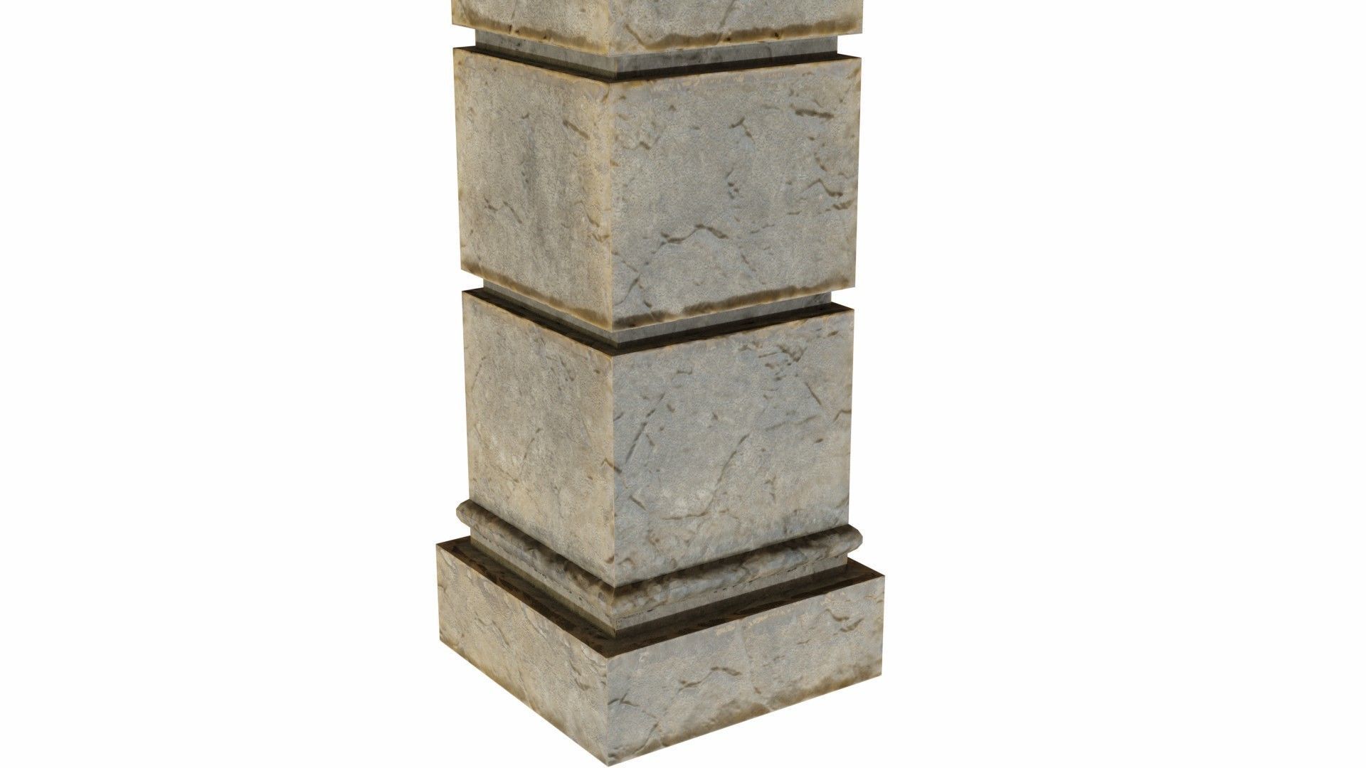 Column stone with square base Low-poly 3D model_2