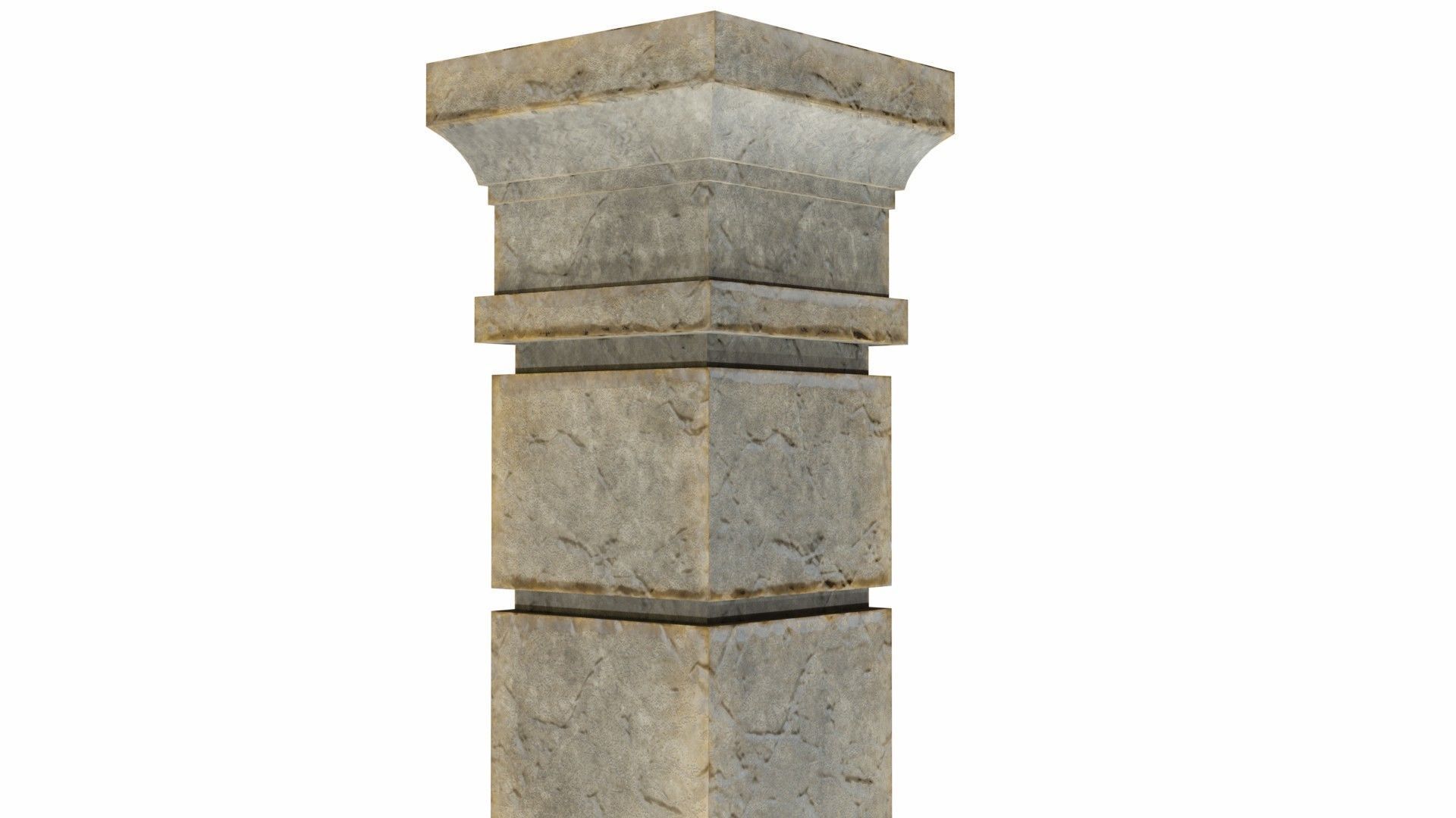 Column stone with square base Low-poly 3D model_3