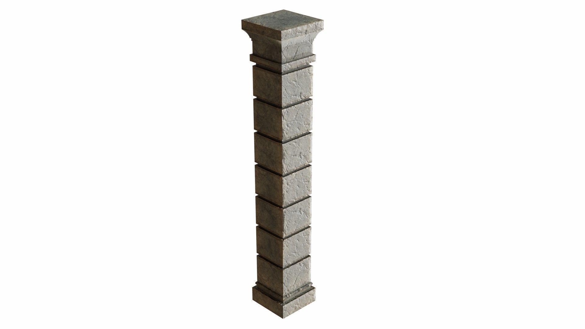 Column stone with square base Low-poly 3D model_4