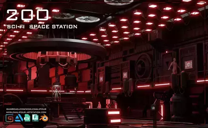 200 SCI-FI SPACE STATION KITBASH VOL 01 3D model