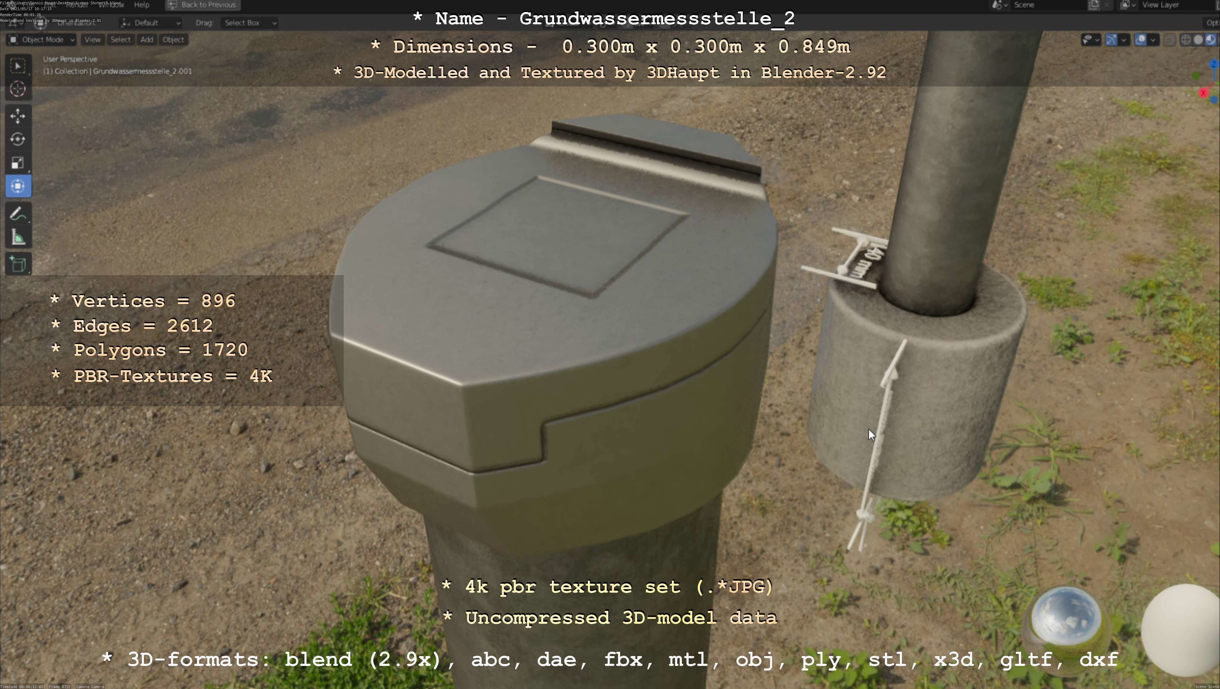 Groundwater monitoring wells version 2 3D Model Collection_100