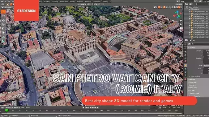 San Pietro Vatican City Rome ITALY With texture  Low-poly 3D model
