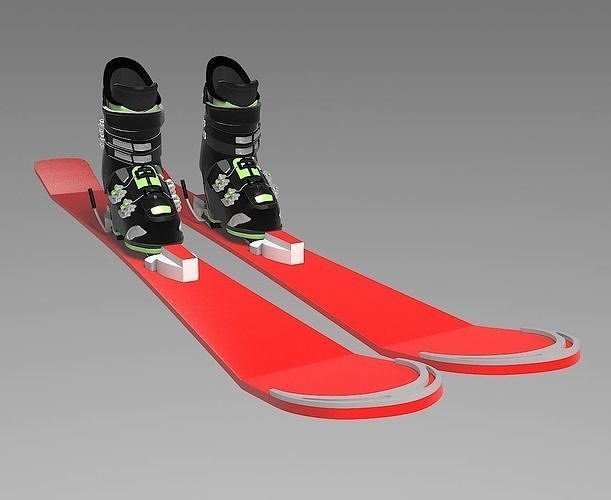 Ski plate and shoes 3D model