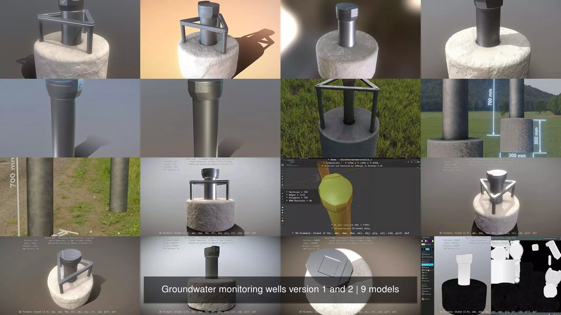 Groundwater monitoring wells version 1 and 2 3D Model Collection_0