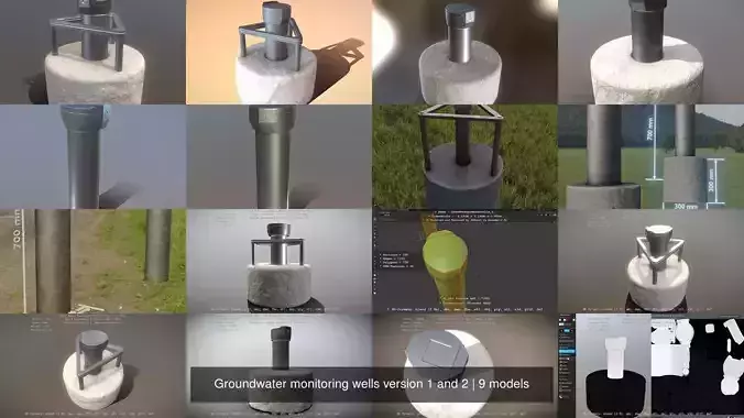 Groundwater monitoring wells version 1 and 2 3D Model Collection