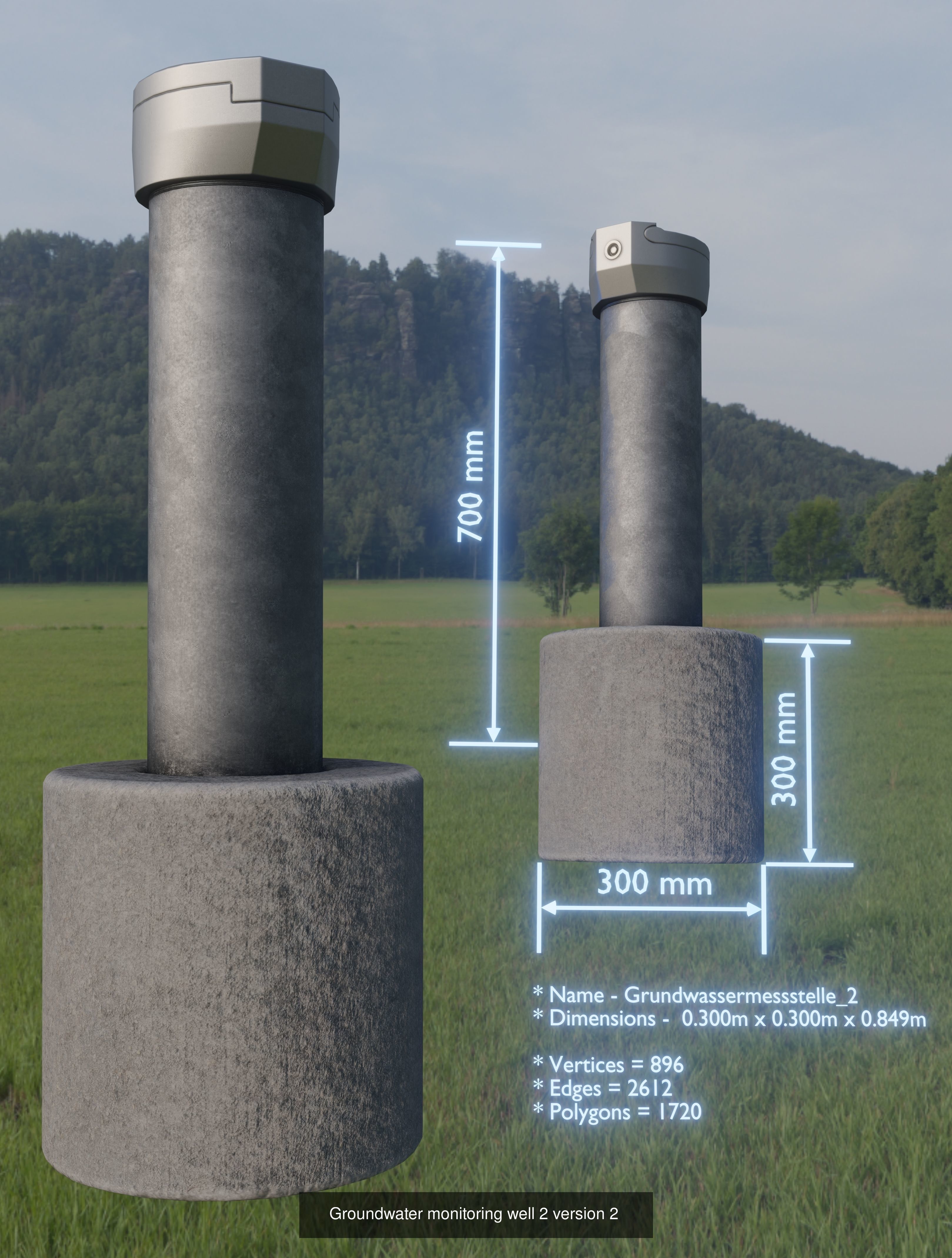 Groundwater monitoring wells version 1 and 2 3D Model Collection_10