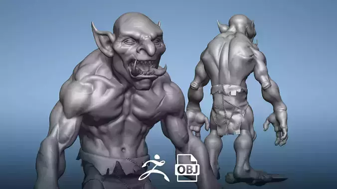 Troll Berserker - Highpoly Zbrush project 3D model