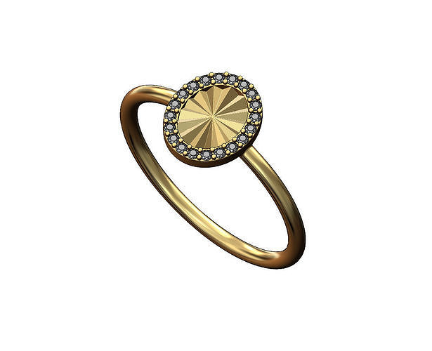 Oval sunburst diamond ring US size 5to9 3D print model