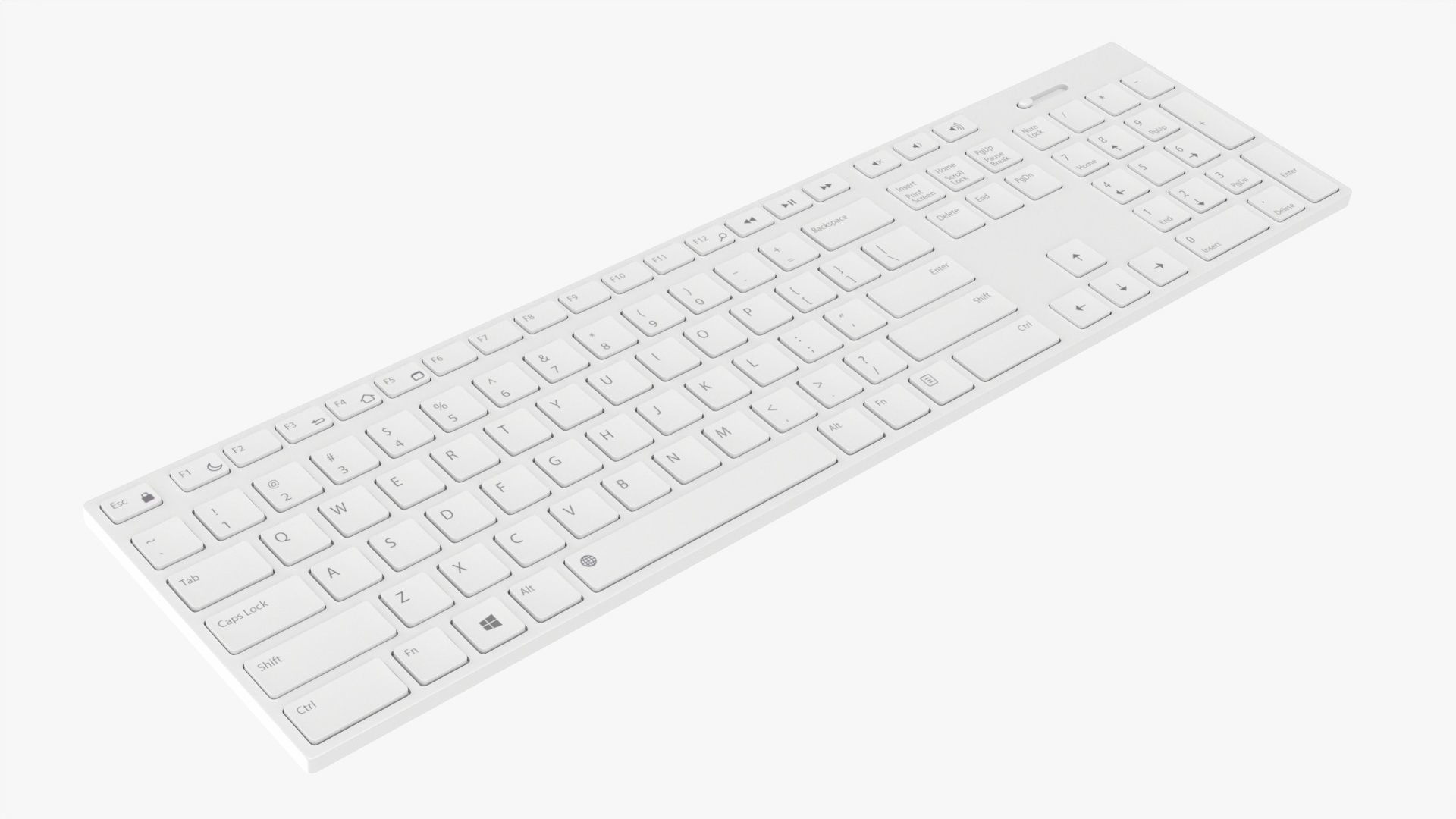 White wireless keyboard 3D model_1