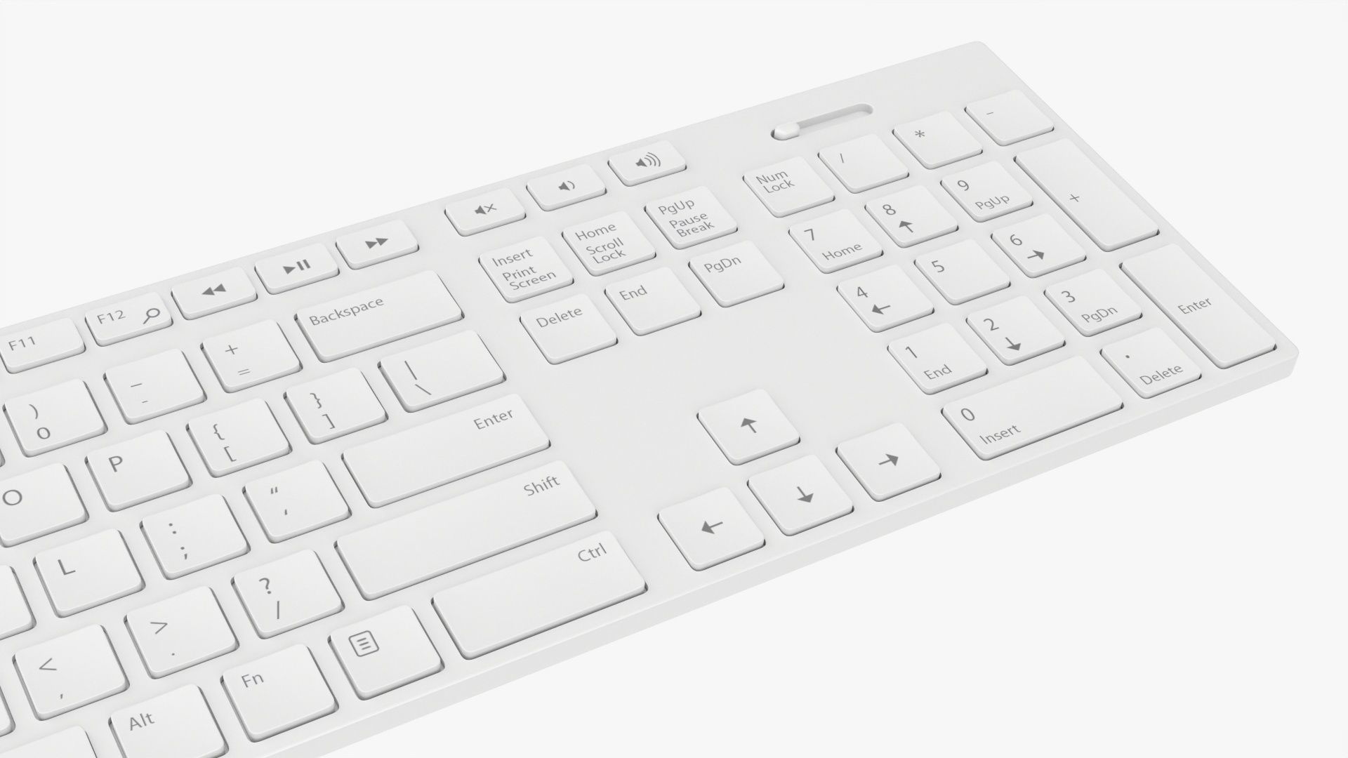 White wireless keyboard 3D model_2