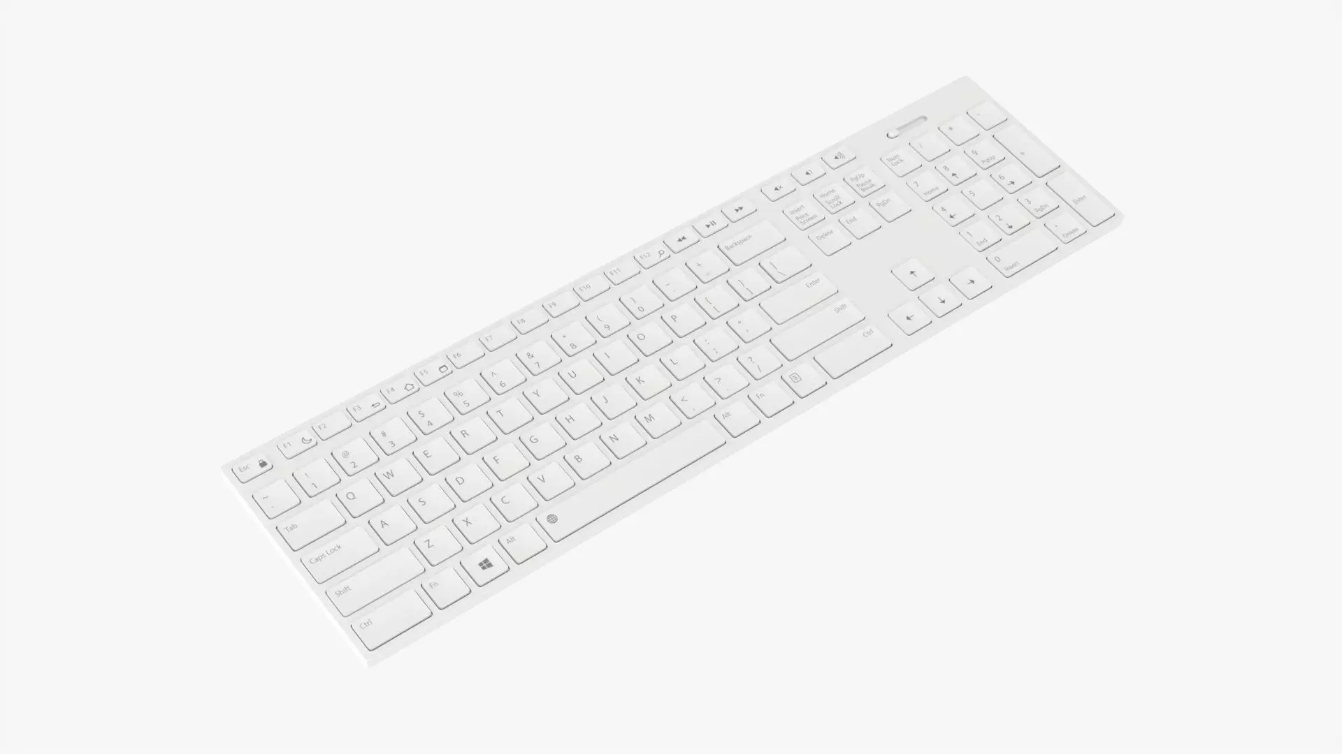 White wireless keyboard 3D model_0