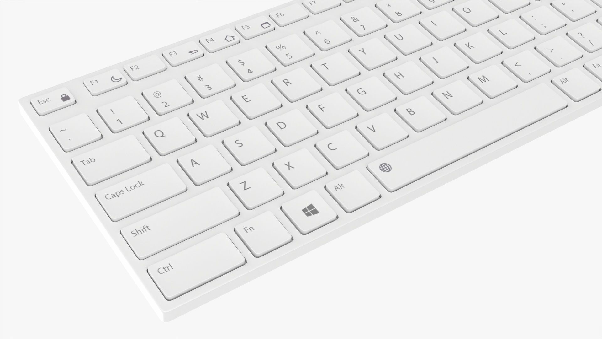 White wireless keyboard 3D model_3