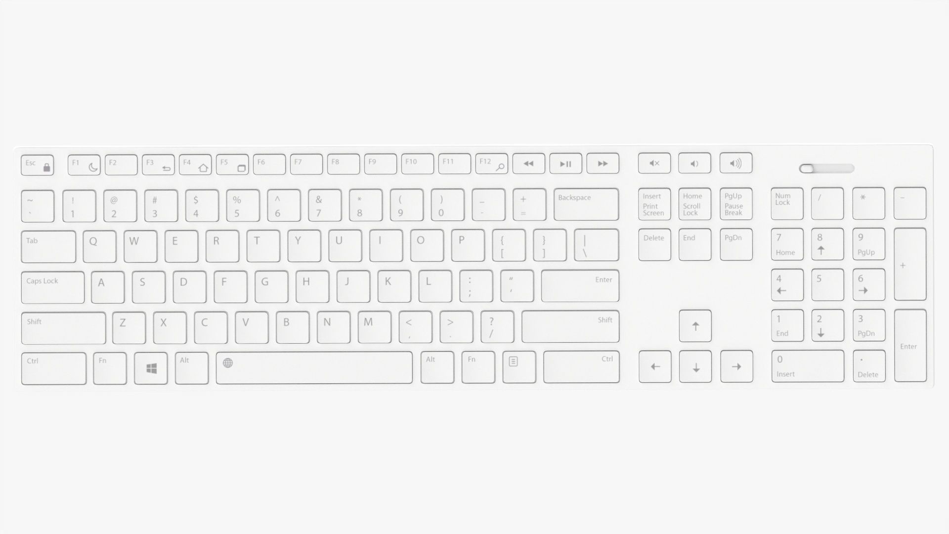 White wireless keyboard 3D model_6