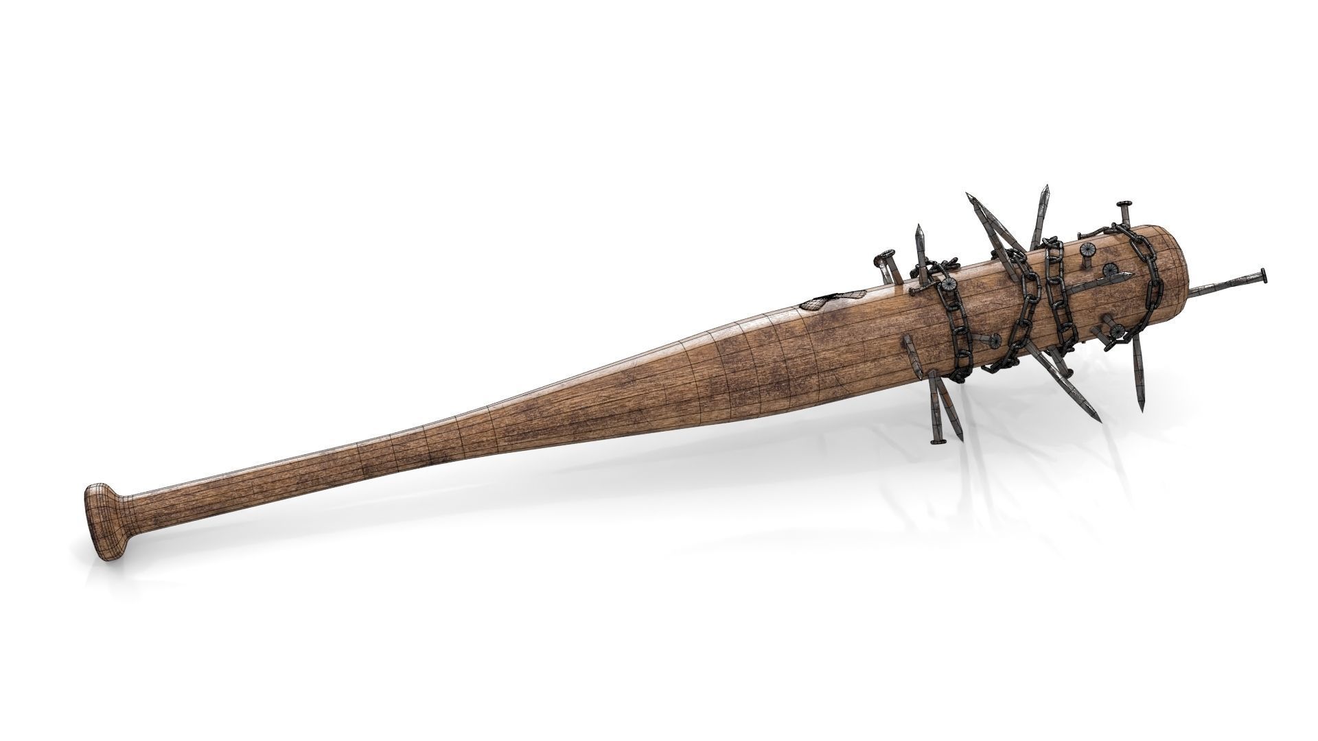 Baseball Bat with Nails Low-poly 3D model_16