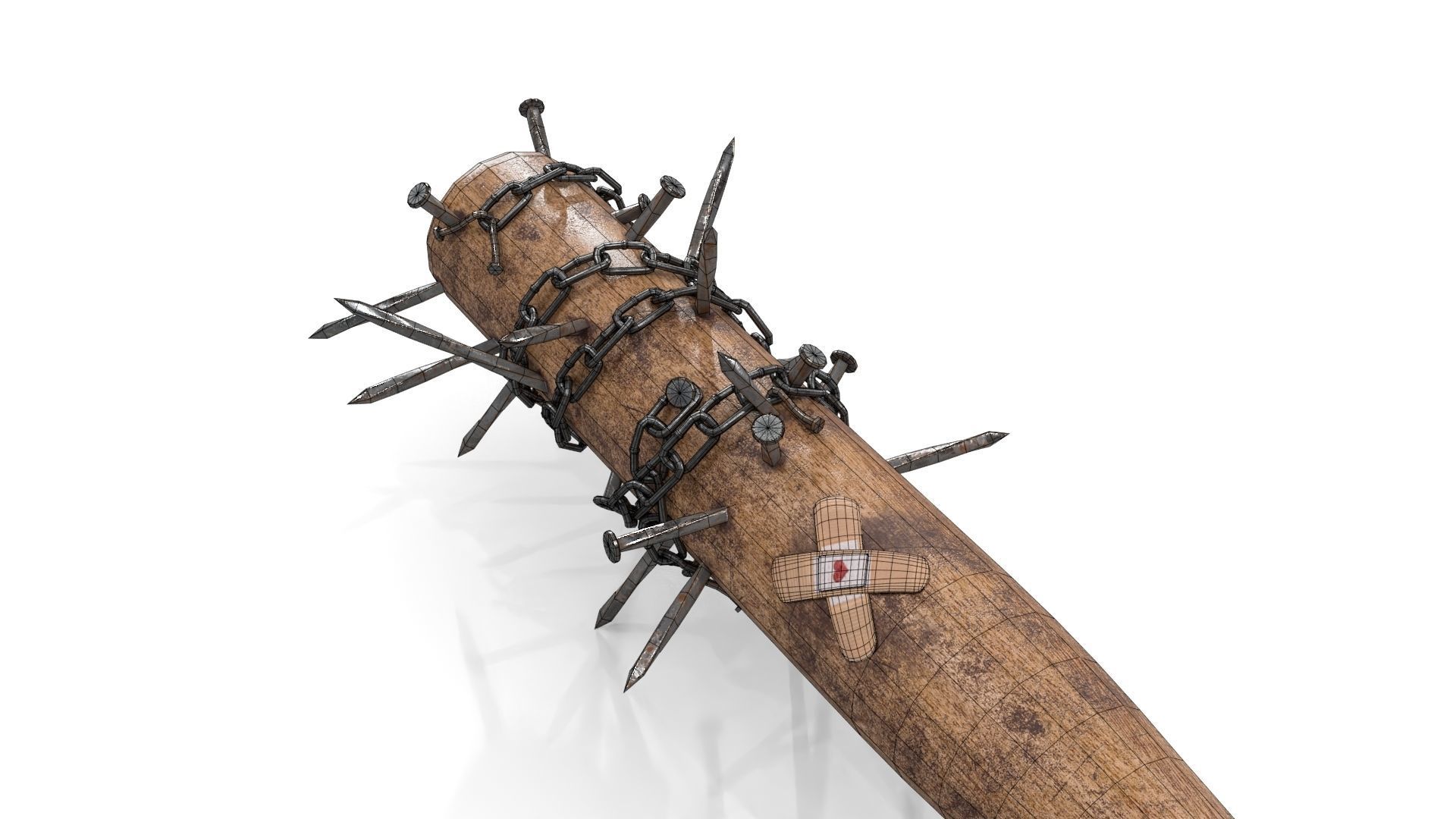 Baseball Bat with Nails Low-poly 3D model_18