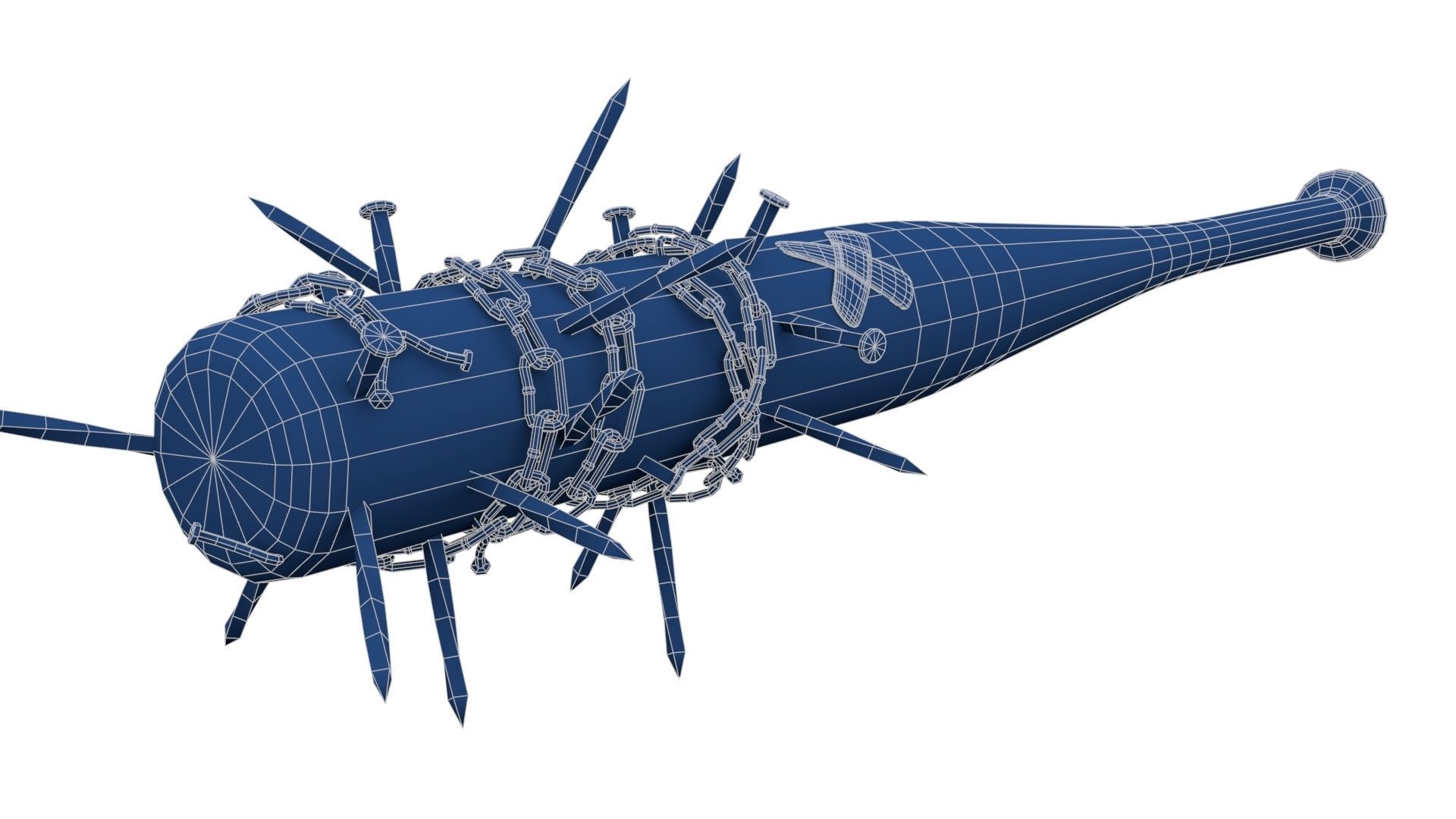 Baseball Bat with Nails Low-poly 3D model_29