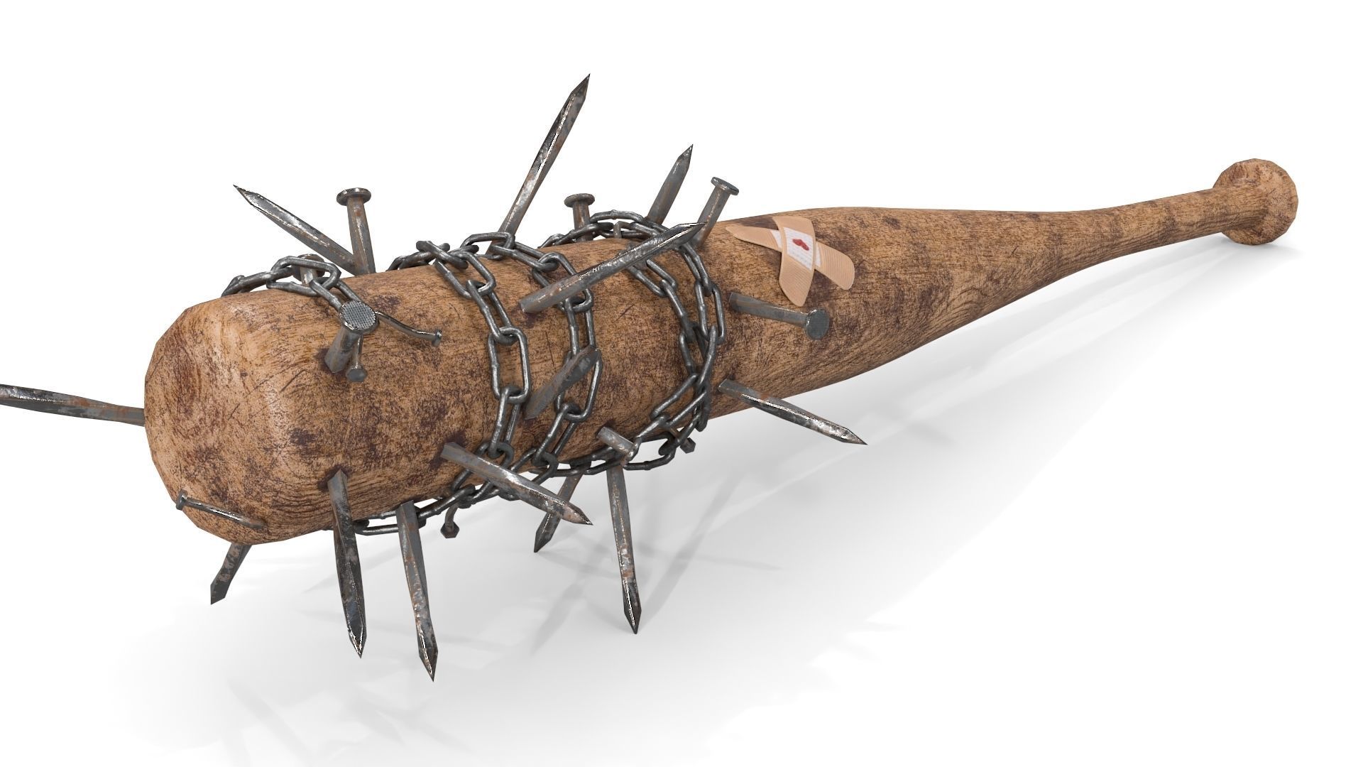 Baseball Bat with Nails Low-poly 3D model_9