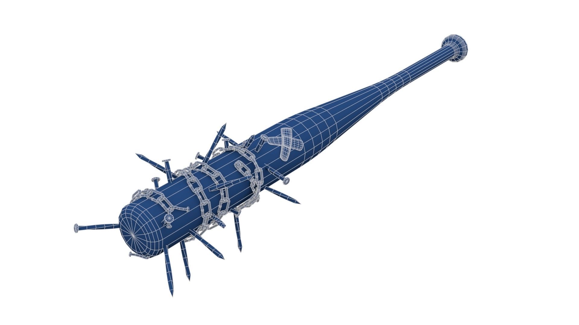Baseball Bat with Nails Low-poly 3D model_21