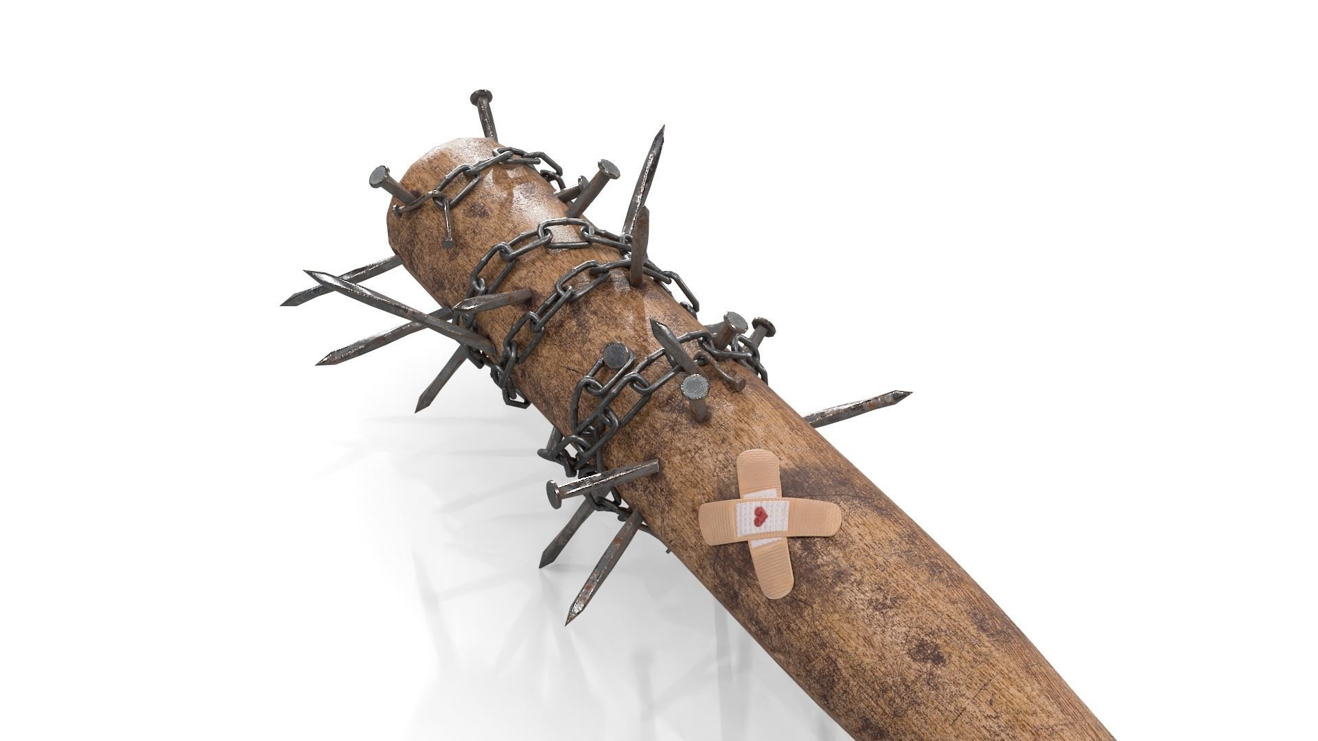 Baseball Bat with Nails Low-poly 3D model_8