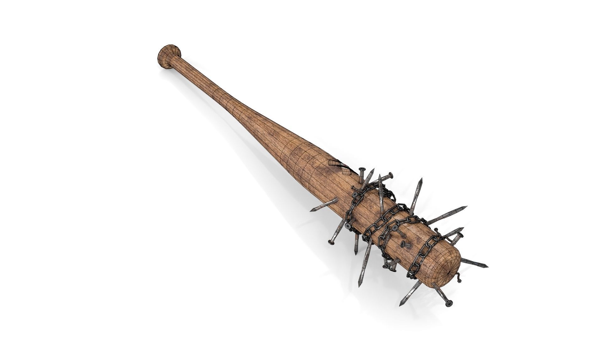 Baseball Bat with Nails Low-poly 3D model_17