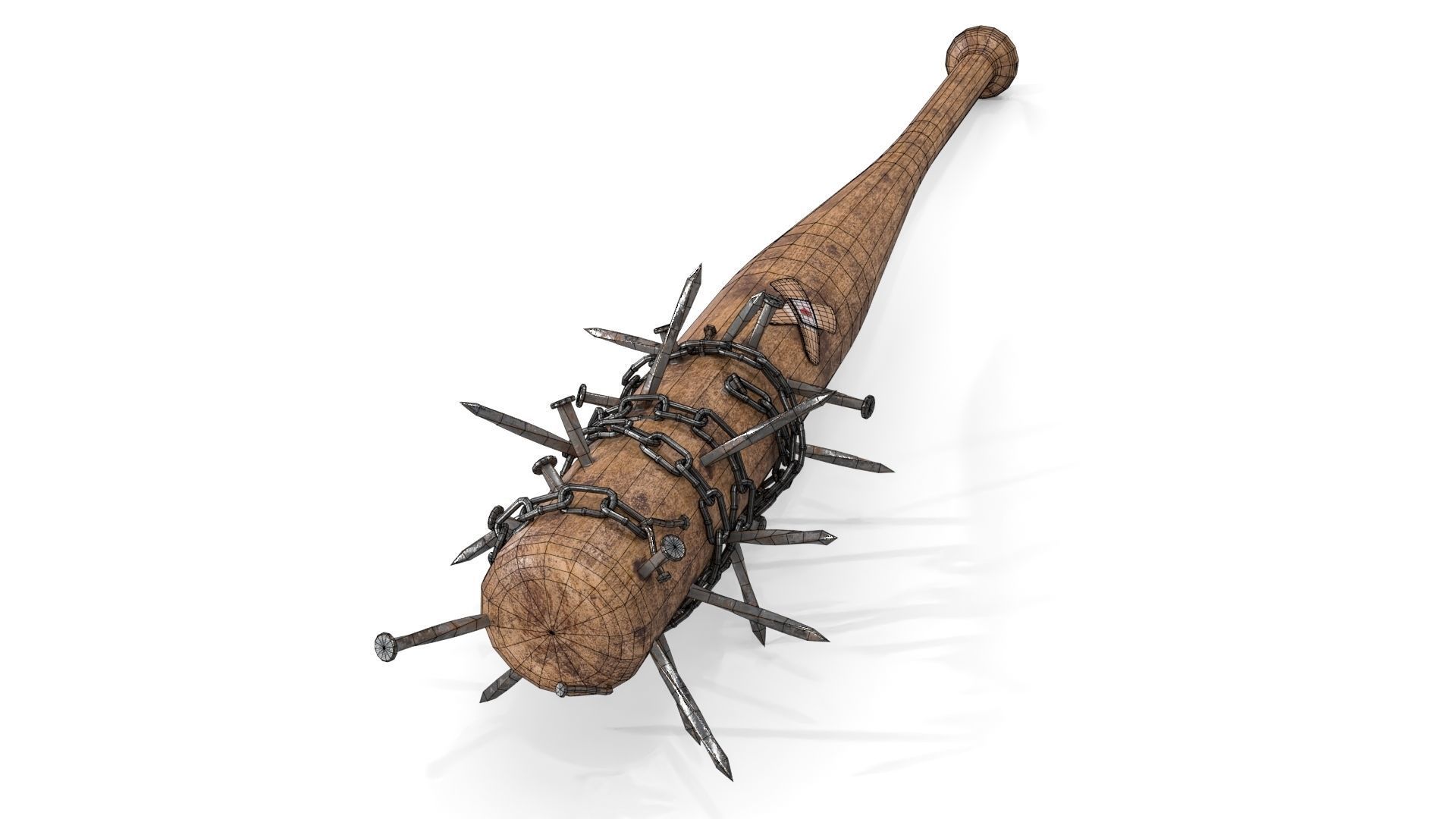 Baseball Bat with Nails Low-poly 3D model_15