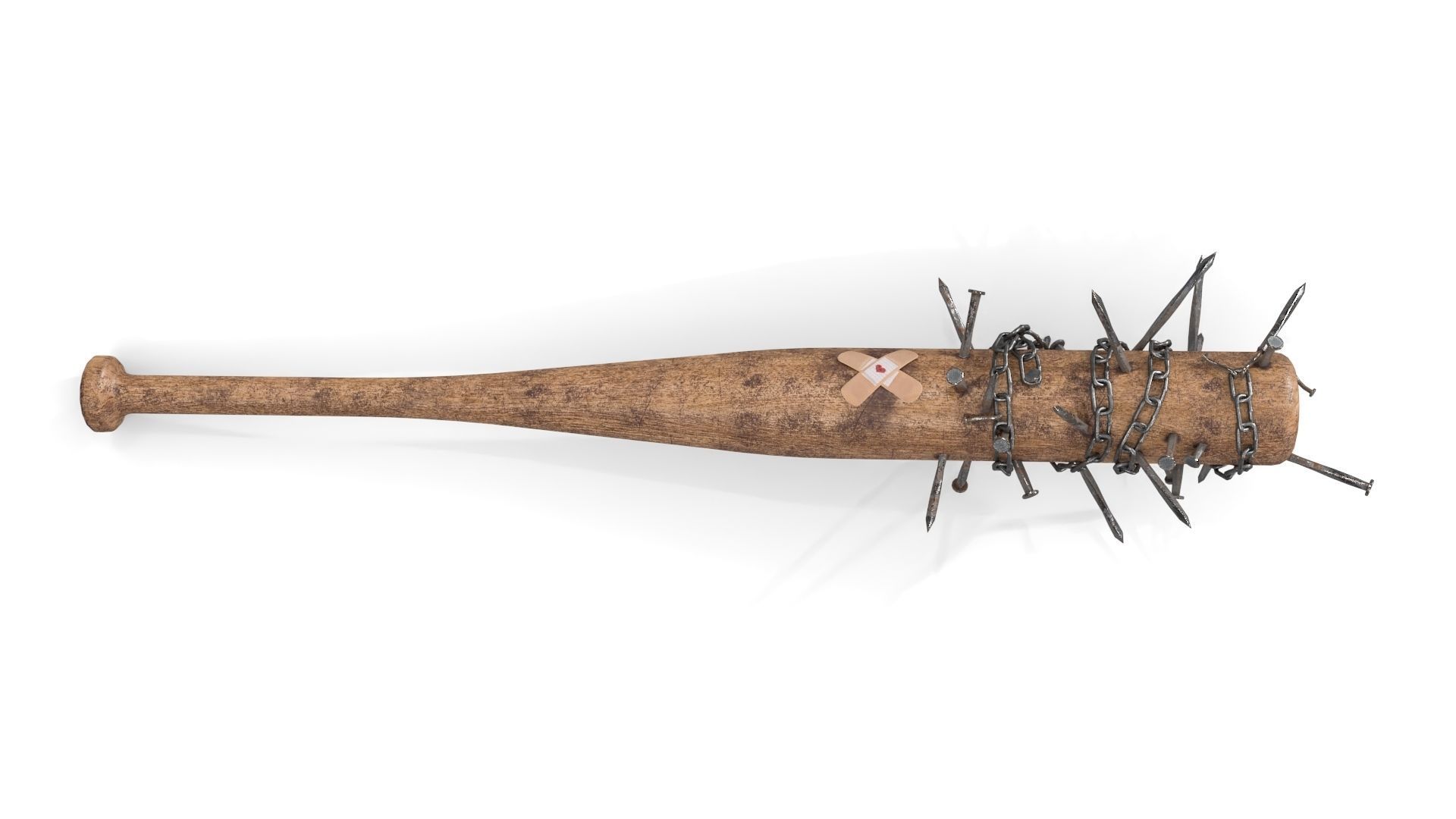 Baseball Bat with Nails Low-poly 3D model_4