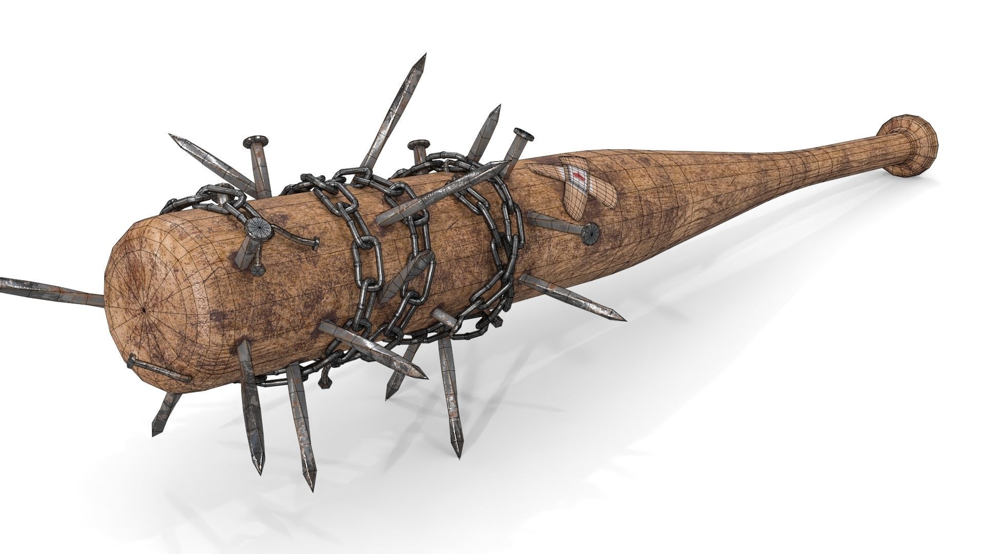 Baseball Bat with Nails Low-poly 3D model_19