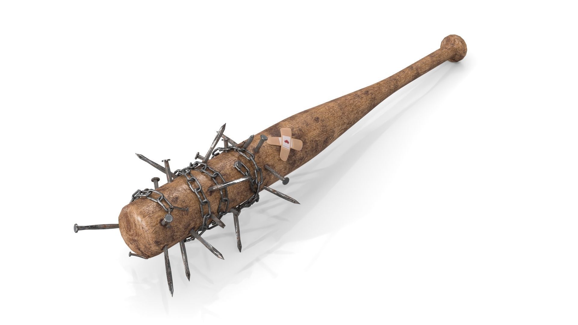 Baseball Bat with Nails Low-poly 3D model_1