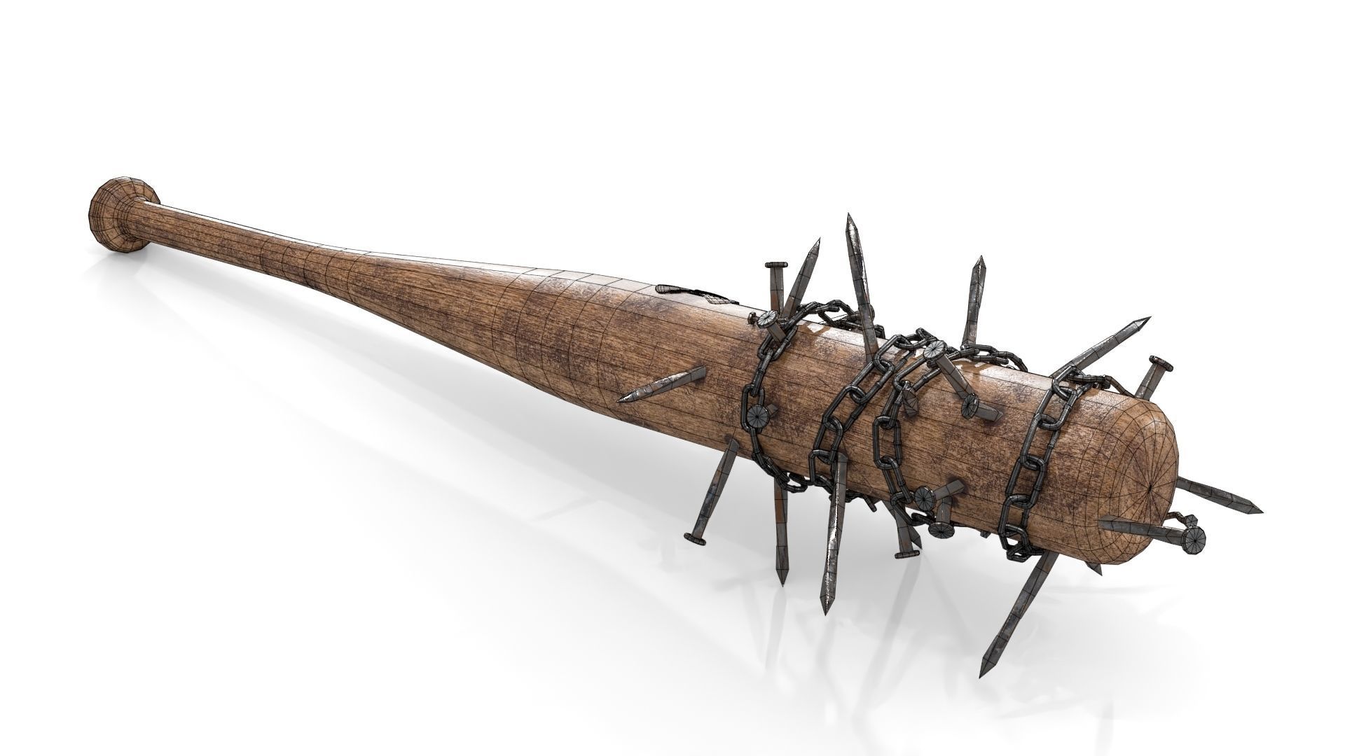 Baseball Bat with Nails Low-poly 3D model_13