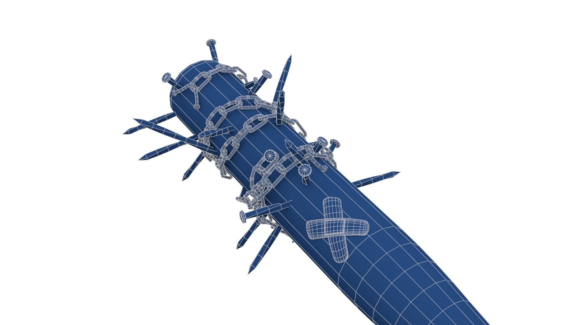 Baseball Bat with Nails Low-poly 3D model_28