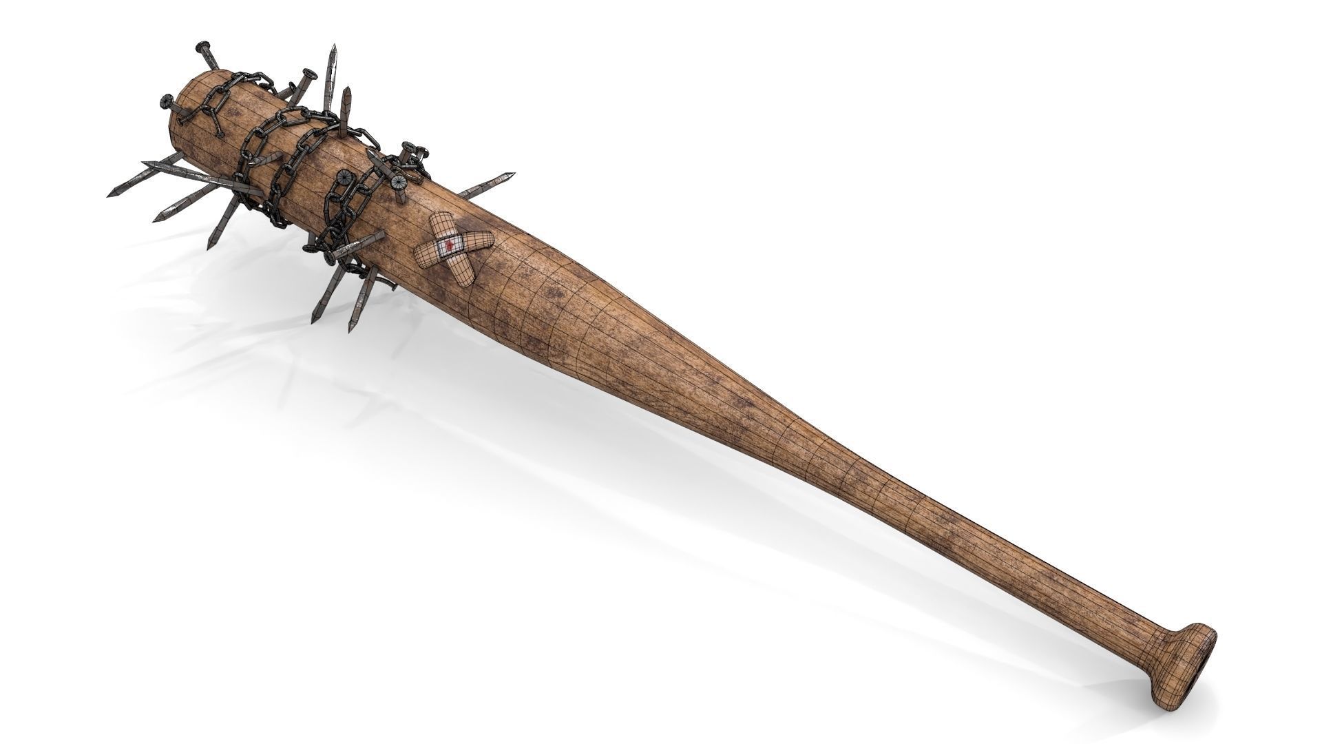 Baseball Bat with Nails Low-poly 3D model_10