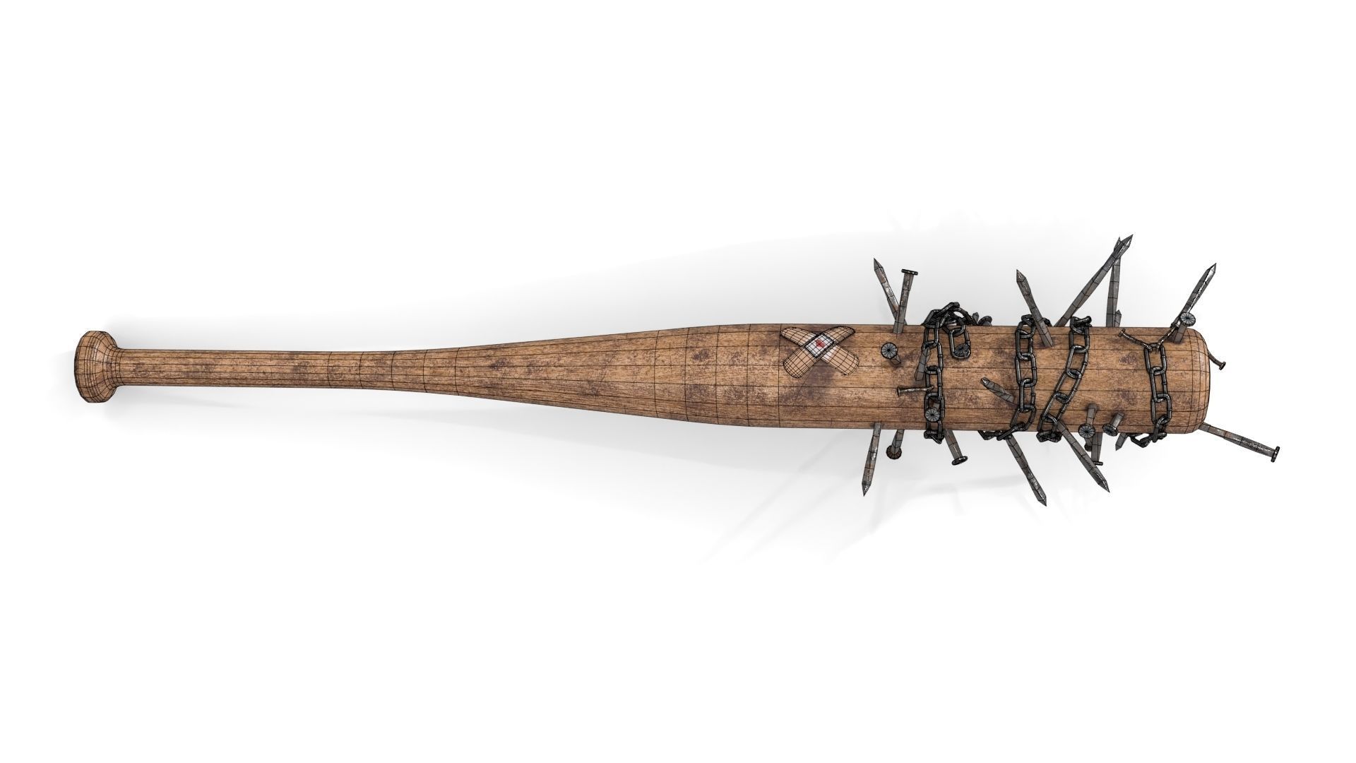 Baseball Bat with Nails Low-poly 3D model_14