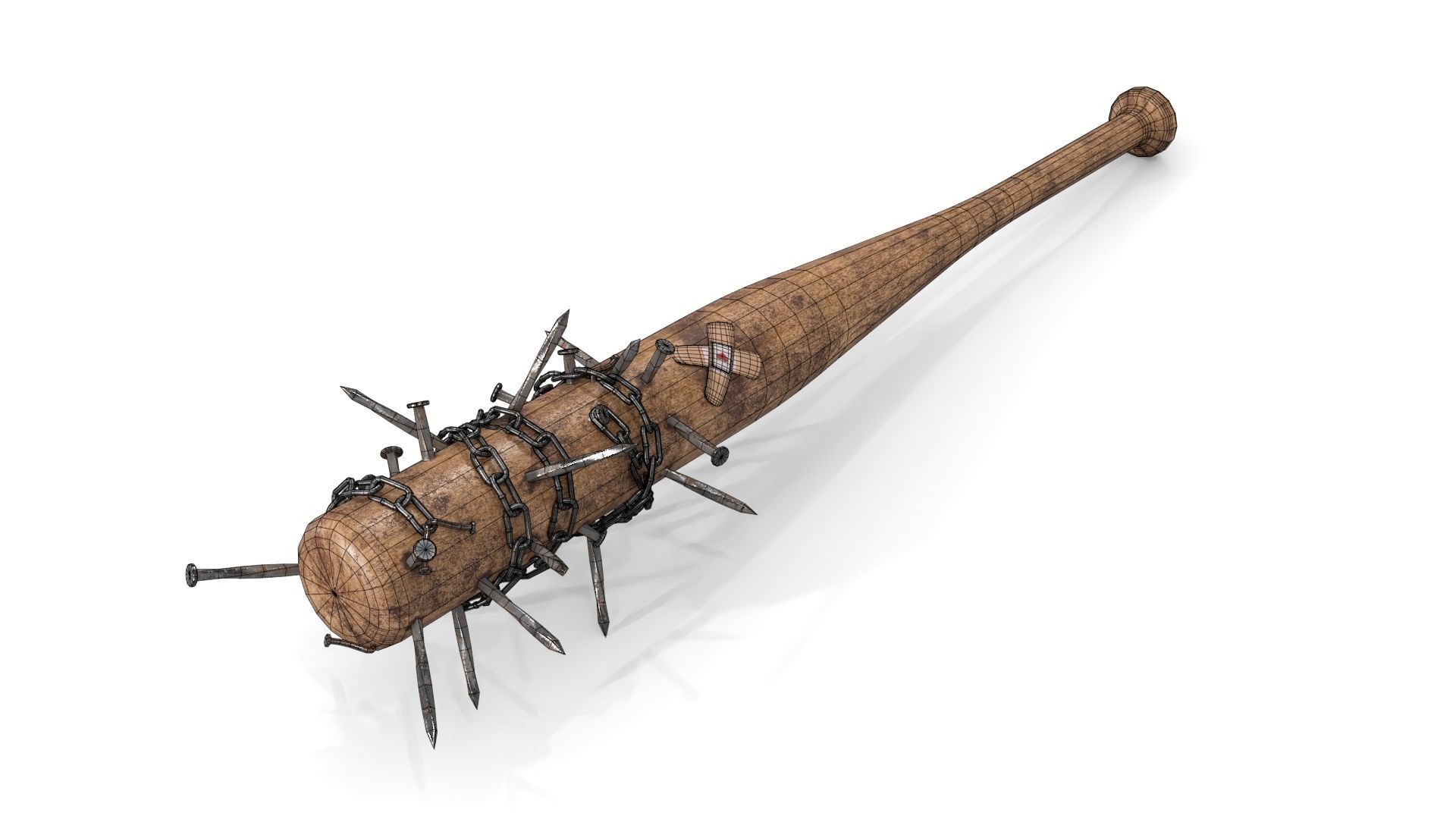 Baseball Bat with Nails Low-poly 3D model_11
