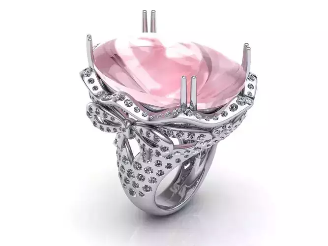 Ribbon Cocktail Halo Oval Ring