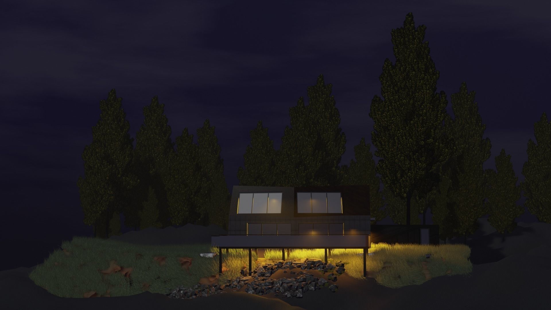 House in the forest Low-poly 3D model_1