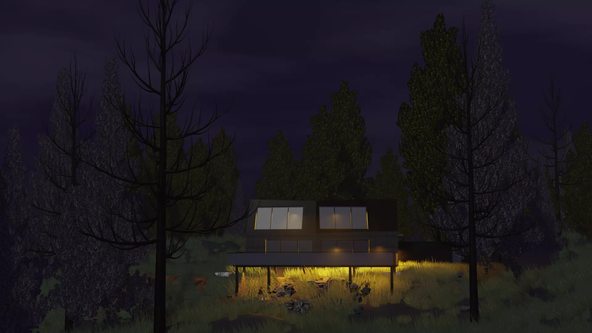 House in the forest Low-poly 3D model_0