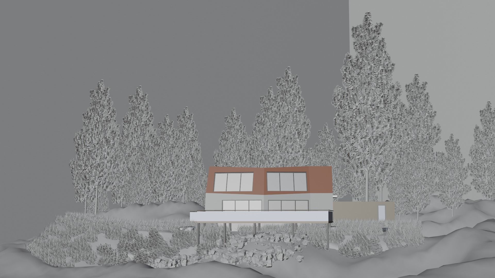 House in the forest Low-poly 3D model_3