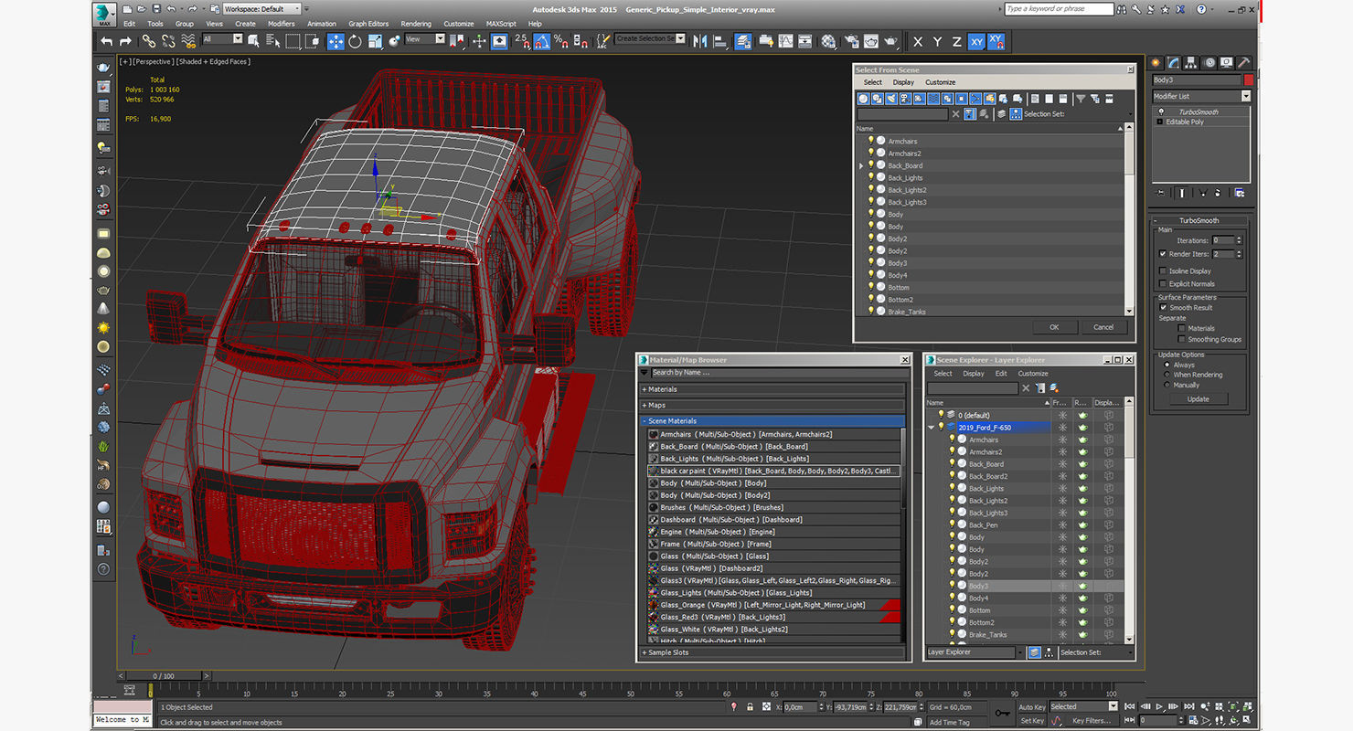 Generic Pickup Simple Interior 3D model_20