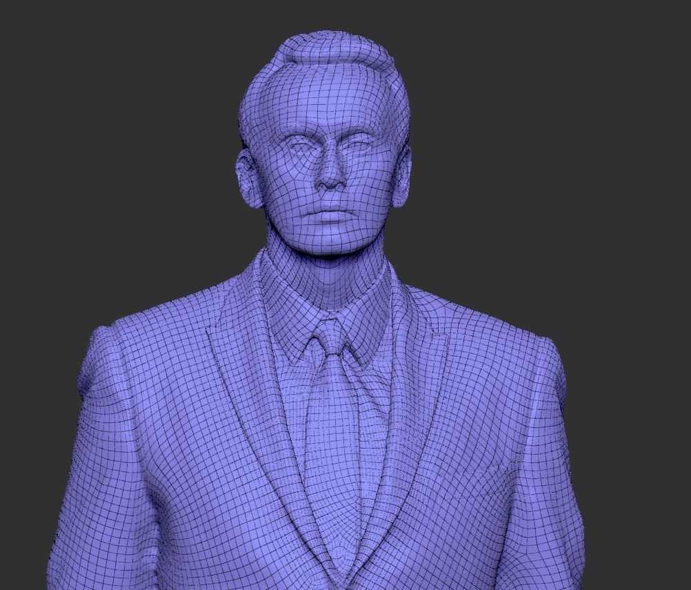 Man in black suit walking with folder 301 Low-poly 3D model_5