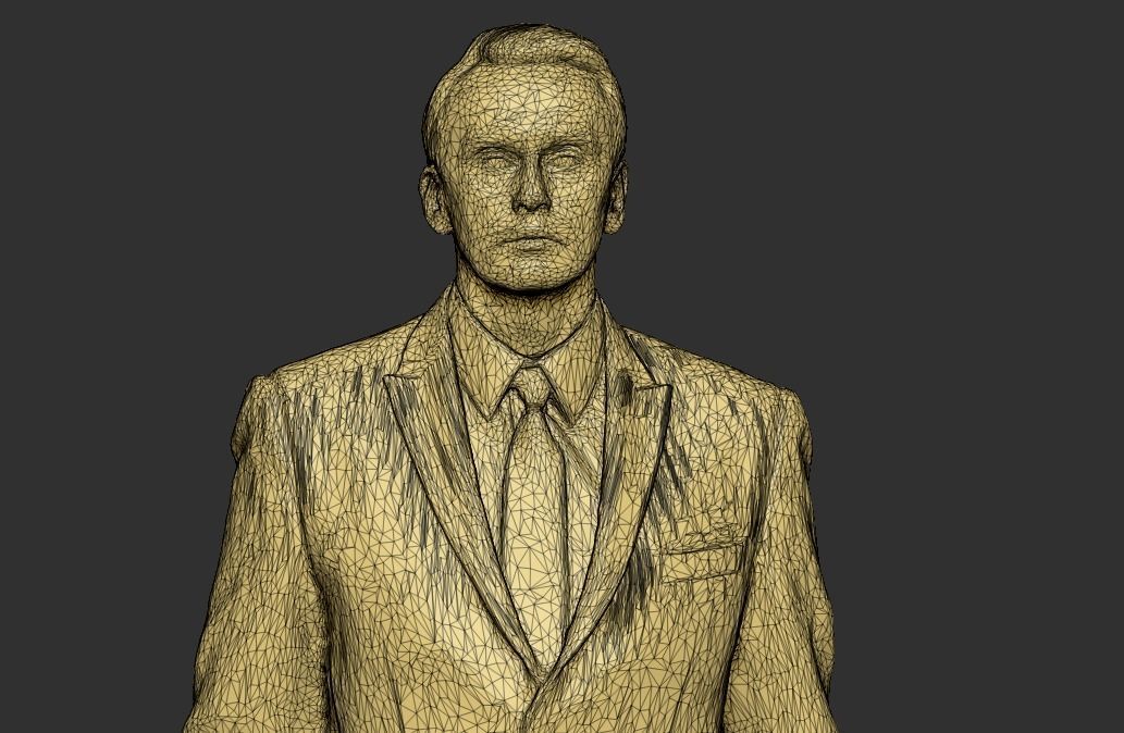 Man in black suit walking with folder 301 Low-poly 3D model_7