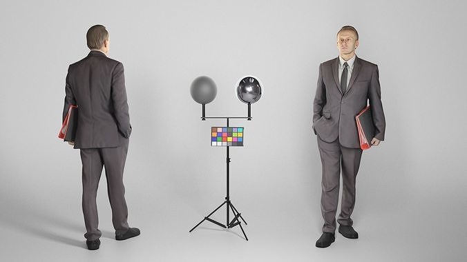 Man in black suit walking with folder 301 Low-poly 3D model