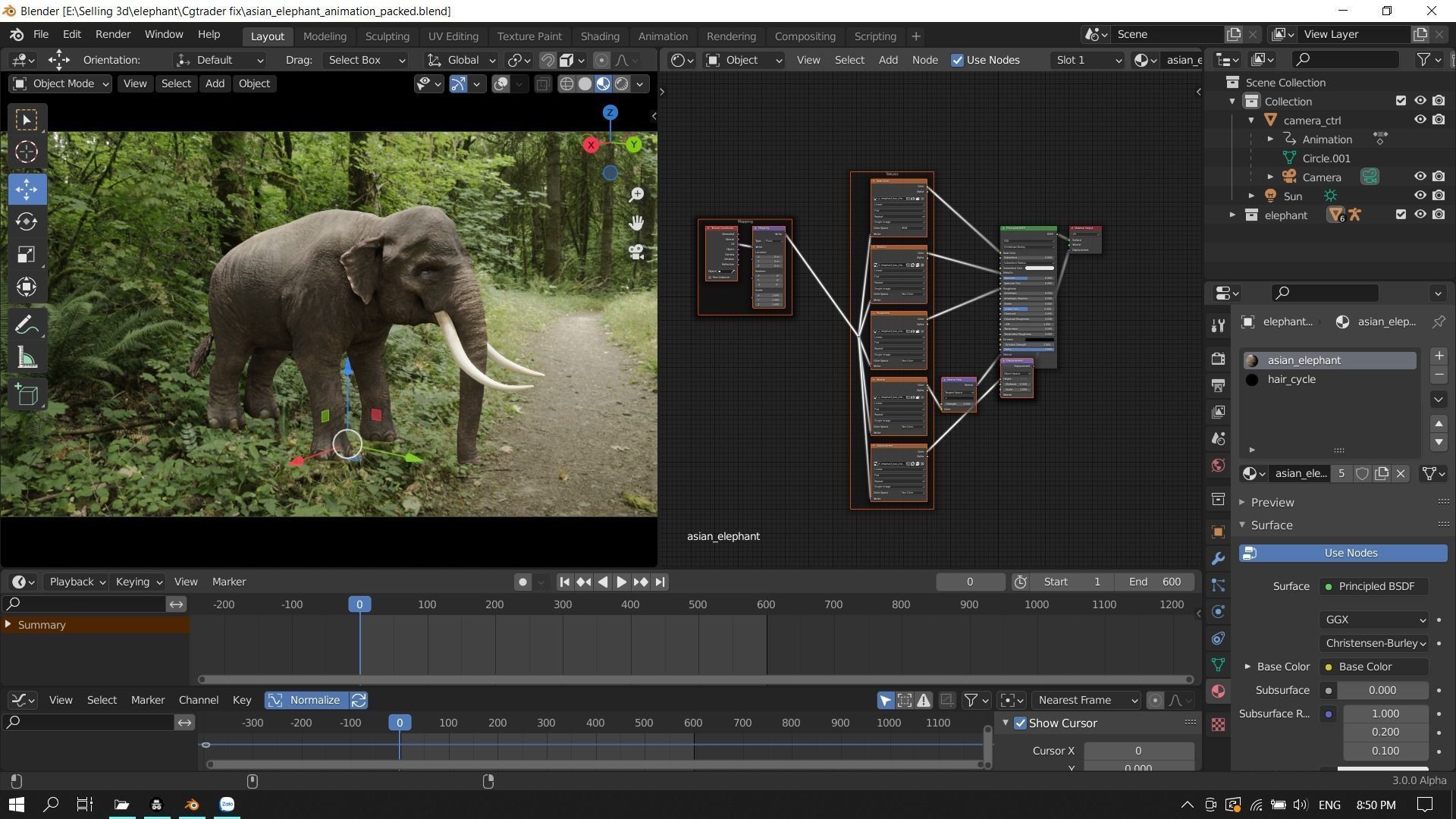Asian elephant Low-poly 3D model_18