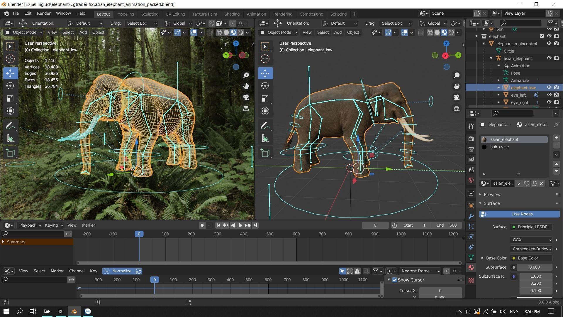 Asian elephant Low-poly 3D model_19